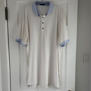 GREYSON White with Blue Wolf Polo Top - XXL